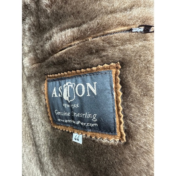 Aston New York Genuine Shearling Suede Jacket – Men's 44 – Gold – New With Tags - Picture 2 of 15